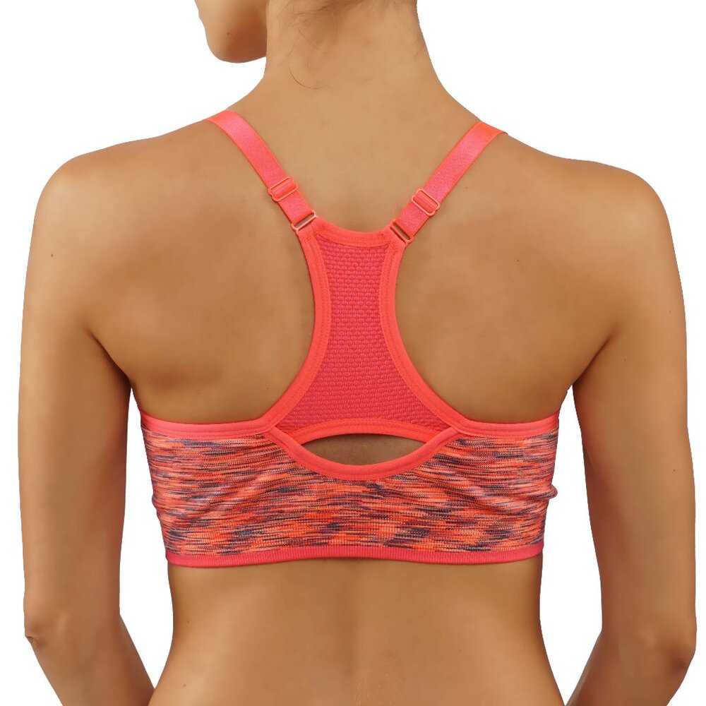 Sports Bra with breathable racer back neon orange high support - Picture 2 of 3